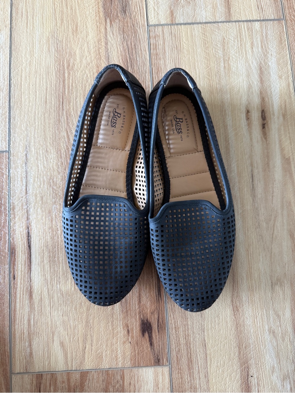 Bass Black Perforated Slip-On Loafers